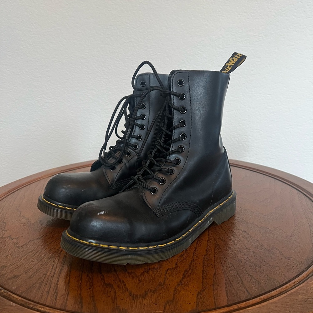 Dr. Martens 1919 10-eye boots in black smooth leather